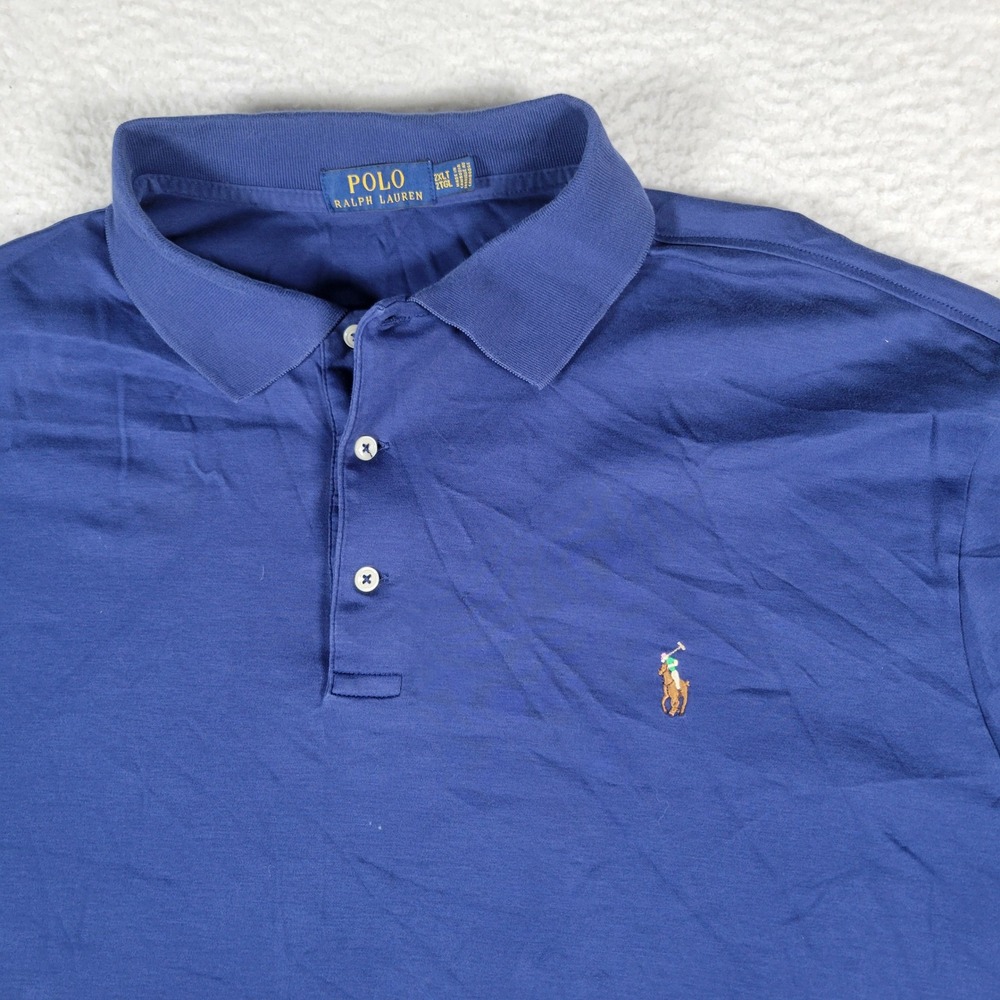 Polo Ralph Lauren Polo Shirt Mens 2XLT Blue Short Sleeve Multi Pony Cotton